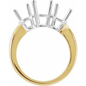 14K Yellow/White Gold Three-Stone Engagement Ring Mounting