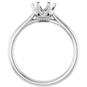 14K White Gold 6.5 mm Round Engagement Ring Mounting