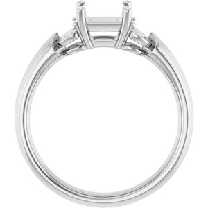 14K White Gold 5 mm Square Engagement Ring Mounting