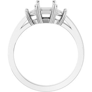10K White Gold 7x5 mm Emerald Engagement Ring Mounting