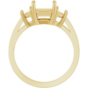 14K Yellow Gold 9x7 mm Emerald Engagement Ring Mounting