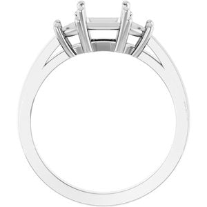 14K White Gold 5 mm Square Engagement Ring Mounting
