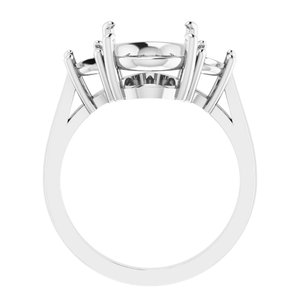 14K White Gold 12x10 mm Oval Engagement Ring Mounting