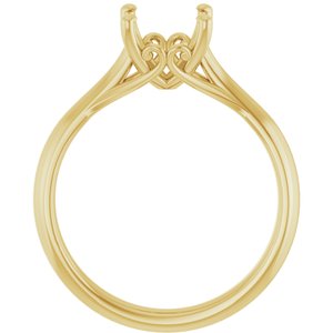 18K Yellow Gold 7 mm Cushion Solitaire Engagement Ring Mounting