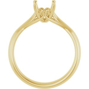 14K Yellow Gold 8x6 mm Emerald Solitaire Engagement Ring Mounting