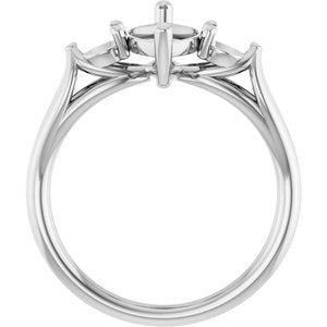 14K White Gold 12x6 mm Marquise Engagement Ring Mounting