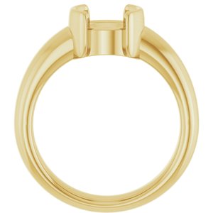 14K Yellow Gold 7.4 mm Round Half-Bezel Solitaire Engagement Ring Mounting