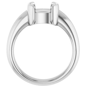 14K White Gold 8x8 mm Cushion Half-Bezel Solitaire Engagement Ring Mounting