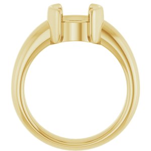 14K Yellow Gold 8 mm Round Half-Bezel Solitaire Engagement Ring Mounting