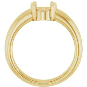 10K Yellow Gold 8x6 mm Oval Half-Bezel Solitaire Engagement Ring Mounting