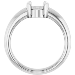 Platinum 8x6 mm Oval Half-Bezel Solitaire Engagement Ring Mounting