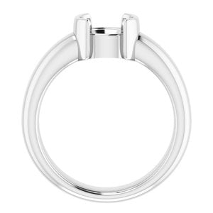 14K White Gold 7 mm Round Half-Bezel Solitaire Engagement Ring Mounting