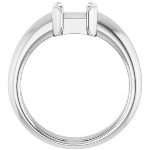 14K White Gold 6x6 mm Asscher Half-Bezel Solitaire Engagement Ring Mounting