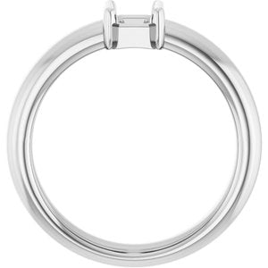 14K White Gold 6x4 mm Emerald Half-Bezel Solitaire Engagement Ring Mounting