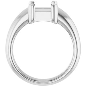 14K White Gold 7x7 mm Square Half-Bezel Solitaire Engagement Ring Mounting