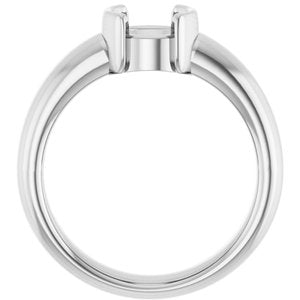14K White Gold 6.5 mm Round Half-Bezel Solitaire Engagement Ring Mounting