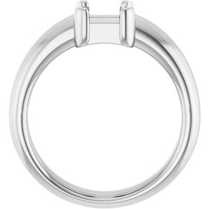 14K White Gold 5.5x5.5 mm Square Half-Bezel Solitaire Engagement Ring Mounting