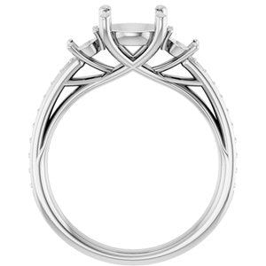 14K White Gold 7.4 mm Round Engagement Ring Mounting