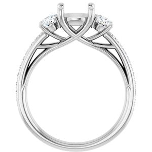 14K White Gold 7 mm Round 1/2 CTW Lab-Grown Diamond Semi-Set Engagement Ring