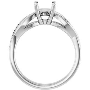 14K White Gold 6.5 mm Round Engagement Ring Mounting