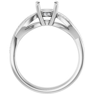 14K White Gold 6.5 mm Round .08 CTW Natural Diamond Semi-Set Engagement Ring