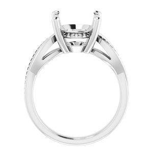 Platinum 12x10 mm Oval Engagement Ring Mounting