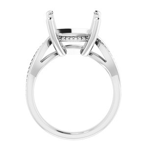 Platinum 12 mm Cushion Engagement Ring Mounting