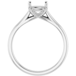 14K White Gold 7 mm Cushion Solitaire Engagement Ring Mounting