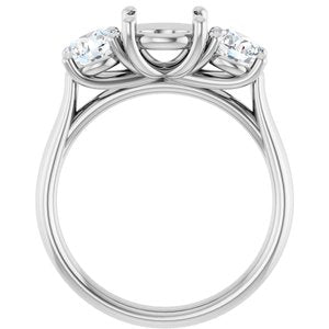 14K White Gold 7.4 mm Round 1 CTW Lab-Grown Diamond Semi-Set Engagement Ring