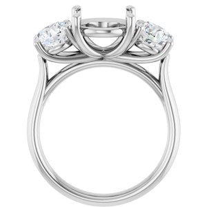 14K White Gold 11X9 mm Oval 1 5/8 CTW Lab-Grown Diamond Semi-Set Engagement Ring