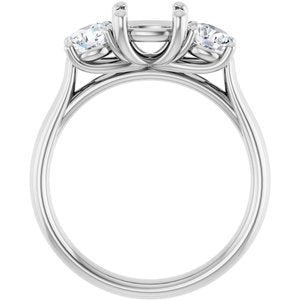 14K White Gold 6x6 mm Cushion 3/4 CTW Natural Diamond Semi-Set Engagement Ring