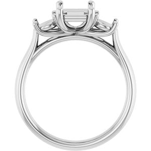 14K White Gold 8x6 mm Emerald Engagement Ring Mounting