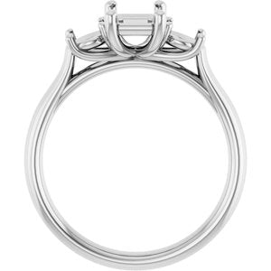 10K White Gold 7x5 mm Emerald Engagement Ring Mounting