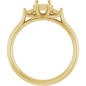 14K Yellow Gold 6x4 mm Emerald Engagement Ring Mounting
