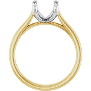 14K Yellow & White Gold 9x7 mm Emerald Engagement Ring Mounting