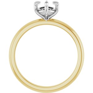 14K Yellow/White Gold 8x6 mm Oval Solitaire Engagement Ring Mounting