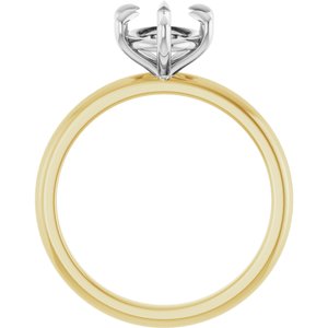 14K Yellow/White Gold 9x7 mm Oval Solitaire Engagement Ring Mounting