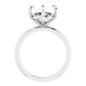 14K White Gold 12x10 mm Oval Solitaire Engagement Ring Mounting