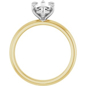 14K Yellow/White Gold 12x6 mm Marquise Solitaire Engagement Ring Mounting