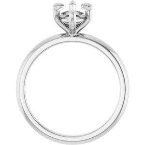 14K White Gold 12x6 mm Marquise Solitaire Engagement Ring Mounting