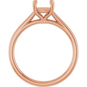 18K Rose Gold 6 mm Cushion Solitaire Engagement Ring Mounting