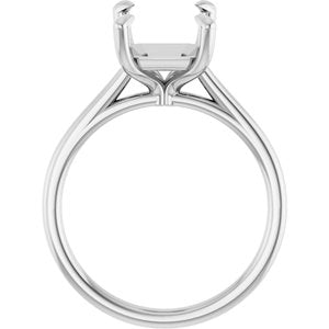Platinum 10x8 mm Emerald Solitaire Engagement Ring Mounting