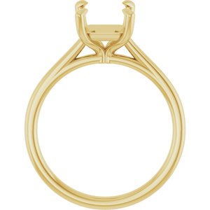18K Yellow Gold 9x7 mm Emerald Solitaire Engagement Ring Mounting