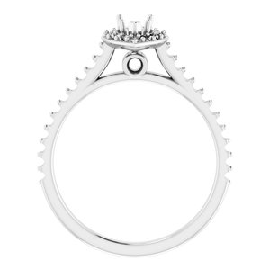 14K White Gold 6x4 mm Pear Halo-Style Engagement Ring Mounting