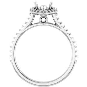 14K White Gold 9x6 mm Pear Halo-Style Engagement Ring Mounting