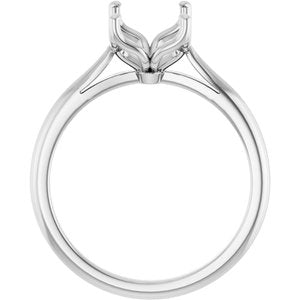 10K White Gold 9x7 mm Emerald Solitaire Engagement Ring Mounting