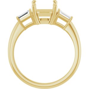 14K Yellow Gold 9x7 mm Emerald 1/5 CTW Lab-Grown Diamond Semi-Set Engagement Ring