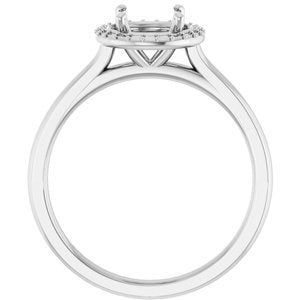 14K White Gold 6.5 mm Round Halo-Style Engagement Ring Mounting