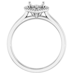 14K White Gold 9x6 mm Pear Halo-Style Engagement Ring Mounting