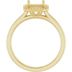 14K Yellow Gold 8x6 mm Emerald Halo-Style Engagement Ring Mounting